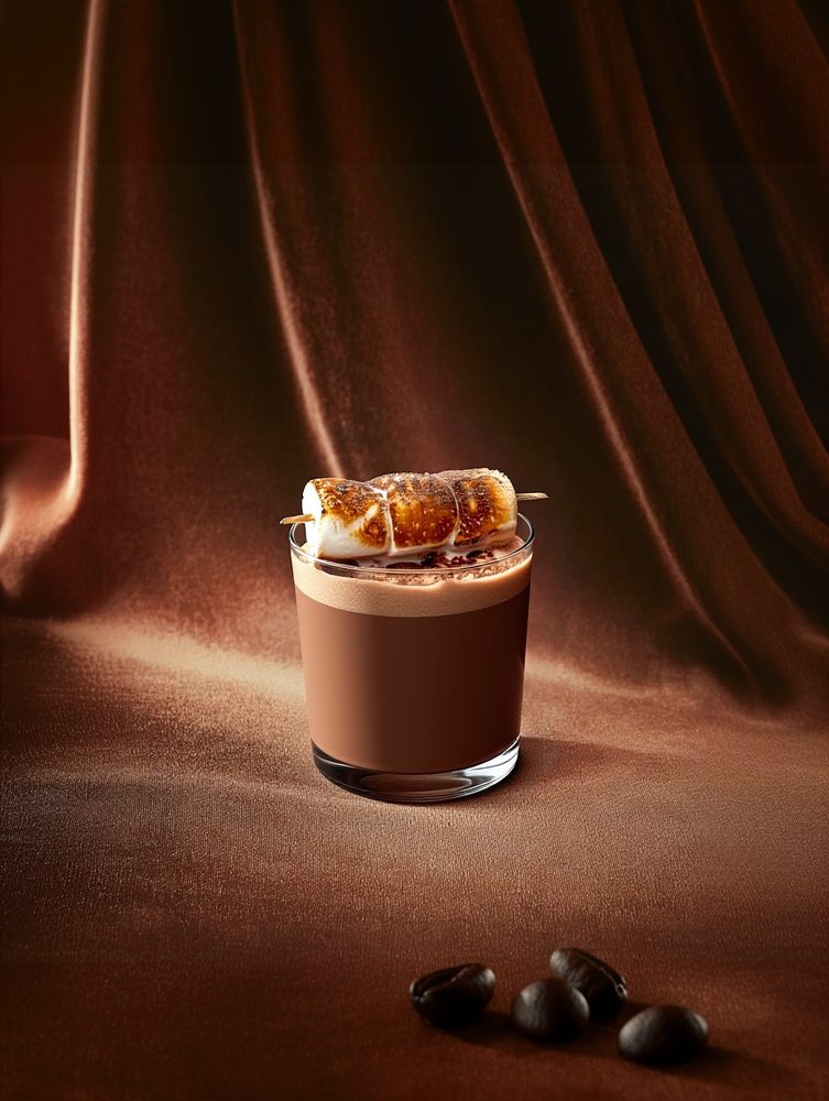 Chocolate drink with a toasted marshmallow