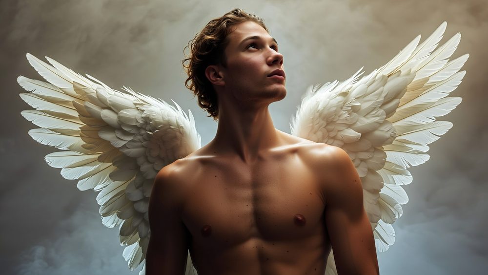 Portrait with white wings