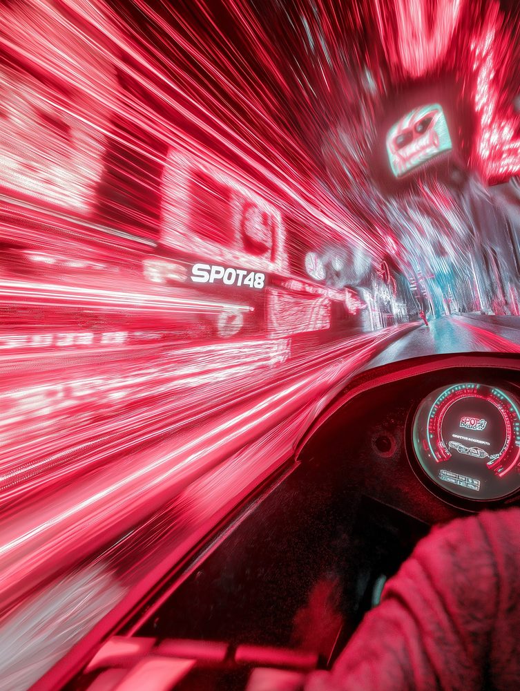 Racing blur with Spot48 lettering